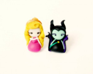 Maleficent and Aurora, stud earring s inspired by the Disney movie ...