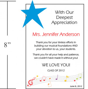 Music Teacher Appreciation Plaque