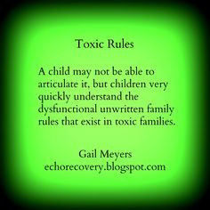 ... unwritten family rules that exist in toxic families. Gail Meyers More