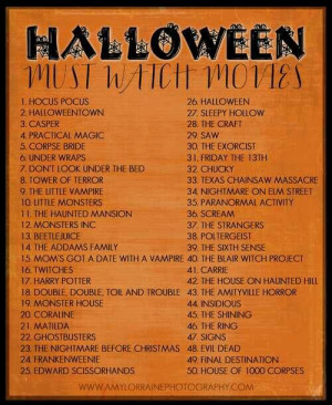 Halloween Horror Movie List