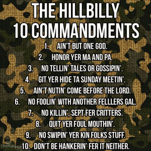 Hillbilly 10 Commandments