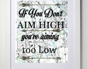 Aim High // Motivational Wall Decor Quote// Authentic Aviation Map ...