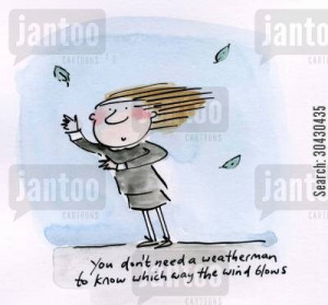 weather forecaster cartoon humor: You don't need a weatherman to know ...