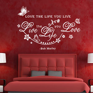 ... Marley Quote Love The Life You Live Vine Art Wall Sticker Decals Decor