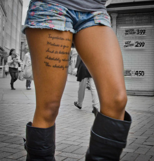 women right leg tattoos for women quotes and quotes tattoos on leg ...