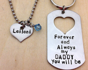 Hand Stamped Father Daughter Set Can be customized with saying of your ...
