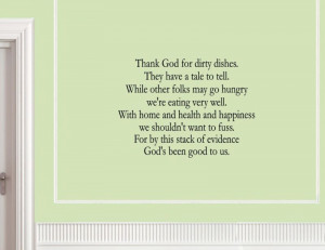 Vinyl wall art words quotes Thank God for dirty dishes