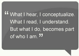 Quote bubble that reads: What I hear, I conceptualize. What I read, I ...