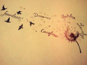birds, dandelion, drawing, dream, dreamer, fearless, fly away