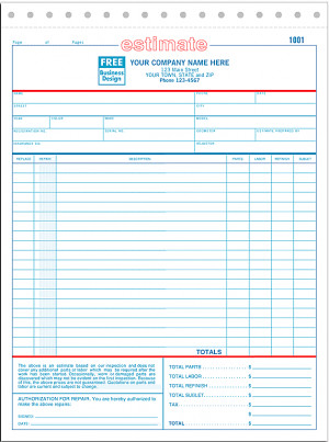auto repair estimates - Form 660
