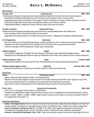 This resume can be downloaded here: http://www.careercup.com/ resume .