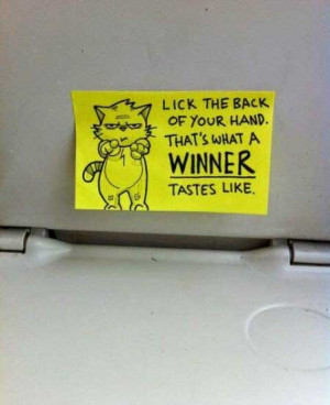 Peppy the Cat Winner Inspirational Motivational Post It Note