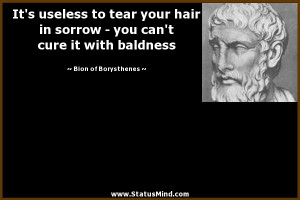 ... cure it with baldness - Bion of Borysthenes Quotes - StatusMind.com