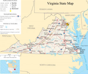 Large Detailed Map Virginia...