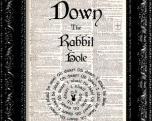 Alice In Wonderland Down The Rabbit Hole Quote - Vintage Dictionary ...
