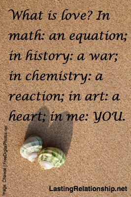 What is love? In math: an equation; in history: a war; in chemistry: a ...
