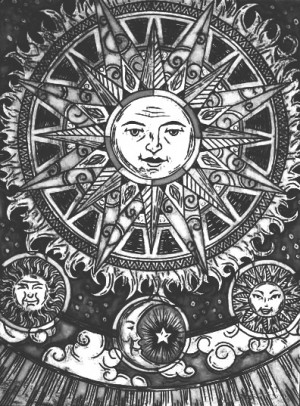art trippy hippie boho moon psychedelic sun