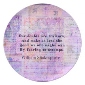 Shakespeare quote COURAGE FEAR with art Dinner Plate