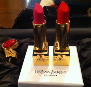 red fashion hot pink expensive girly lipstick barbie gold YSL
