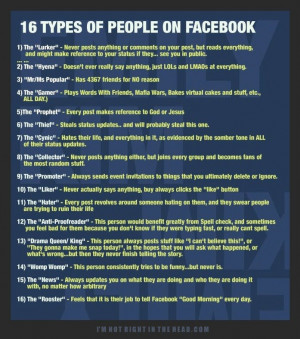 types of people on Facebook- so true