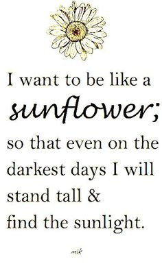 want to be like a sunflower; so that even on the darkest days I will ...