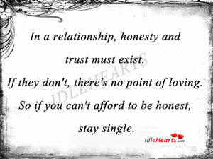 In A Relationship, Honesty And Trust Must Exist.