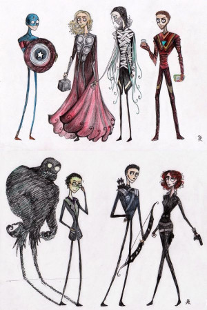 What would The Avengers look like if Tim Burton had drawn them?