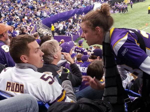 Drunk Vikings fan getting chewed out by his wife while eating ice ...