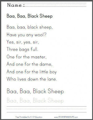 ... Baa, Baa, Black Sheep.