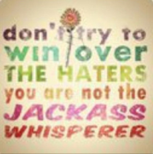 Don’t try to win over the haters. You are not the jackass whisperer.