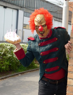 Evil Clown hired for stalking, threats and a pie in the face