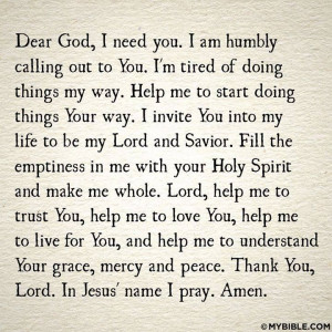 Help me, Lord; I need You, Your grace, mercy and peace. In Jesus' name ...