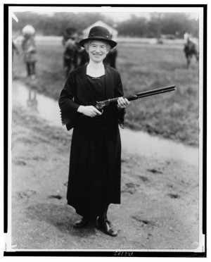 Annie Oakley, 1922, with gun Buffalo Bill gave her