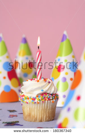 Happy Birthday Cupcake with Lit Candle HD Wallpaper