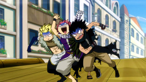 Natsu,Sting and Gajeel during the race