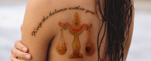 Beautiful Libra tattoo design with quote