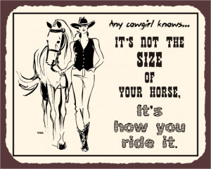 Cowgirls Size of Horse Vintage Metal Western Cowboy Retro Tin Sign