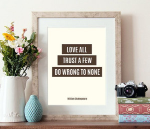 ... quote, Shakespeare quote, typography print, literary quote, trust a