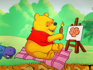 Pooh trying his hand at a bit of painting, well done Pooh!