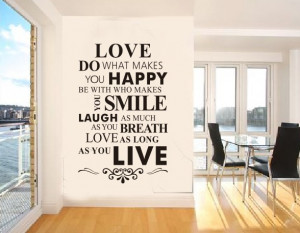Love Happy Smile Live Quotes Wall Sticker Black Removable Art Mural ...