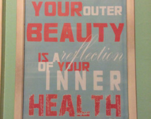 Blue and pink print of Dr. Oz quote Health Beauty 8 x 10