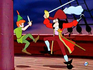 Peter Pan fighting with Captain Hook