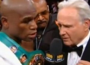 ... Mayweather Jr. Challenges Larry Merchant After Defeating Victor
