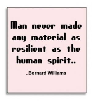 ... made any material as resilient as the human spirit. Bernard Williams