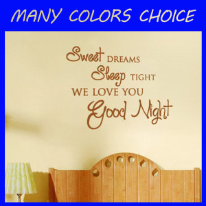 Lettering Graphic Sweet Dreams Sleep Tight vinyl wall quote for home ...