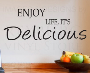 ... -Sticker-Quote-Vinyl-Lettering-Large-Life-is-Delicious-Kitchen-KI02