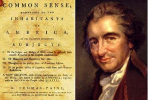 Thomas Paine alongside the first page of his pamphlet, ‘Common Sense ...