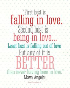 ... second best is being in love ..least best is falling out of love, but