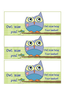 Owl Miss You' 'Owl Miss Being Your Teacher' Gift Tag for Students ...