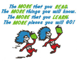 Dr. Seuss Quote with Thing 1 & Thing 2 reading Machine Embroidery ...